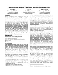 User-Defined Motion Gestures for Mobile Interaction