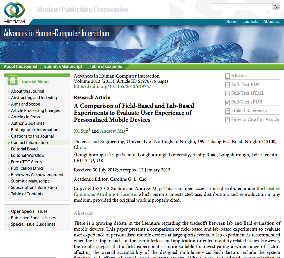 A Comparison of Field-Based and Lab-Based Experiments to Evaluate User Experience of Personalised Mobile Devices