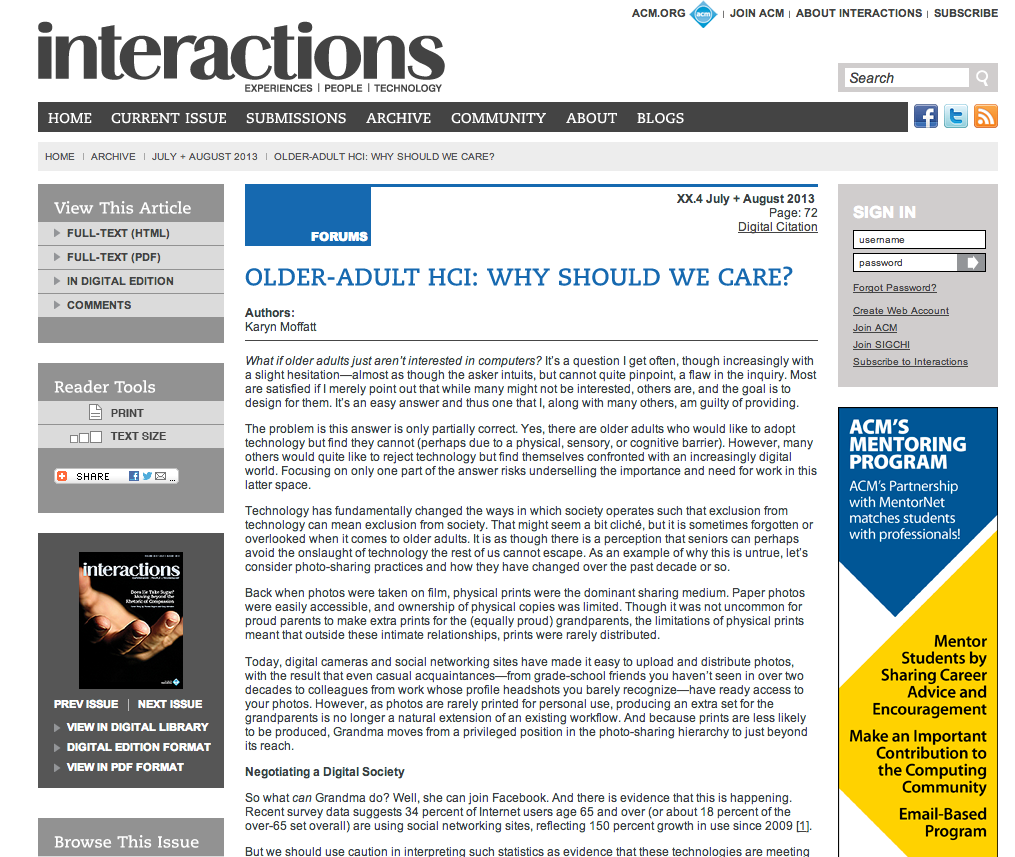 Older-adult HCI: Why Should We Care?
