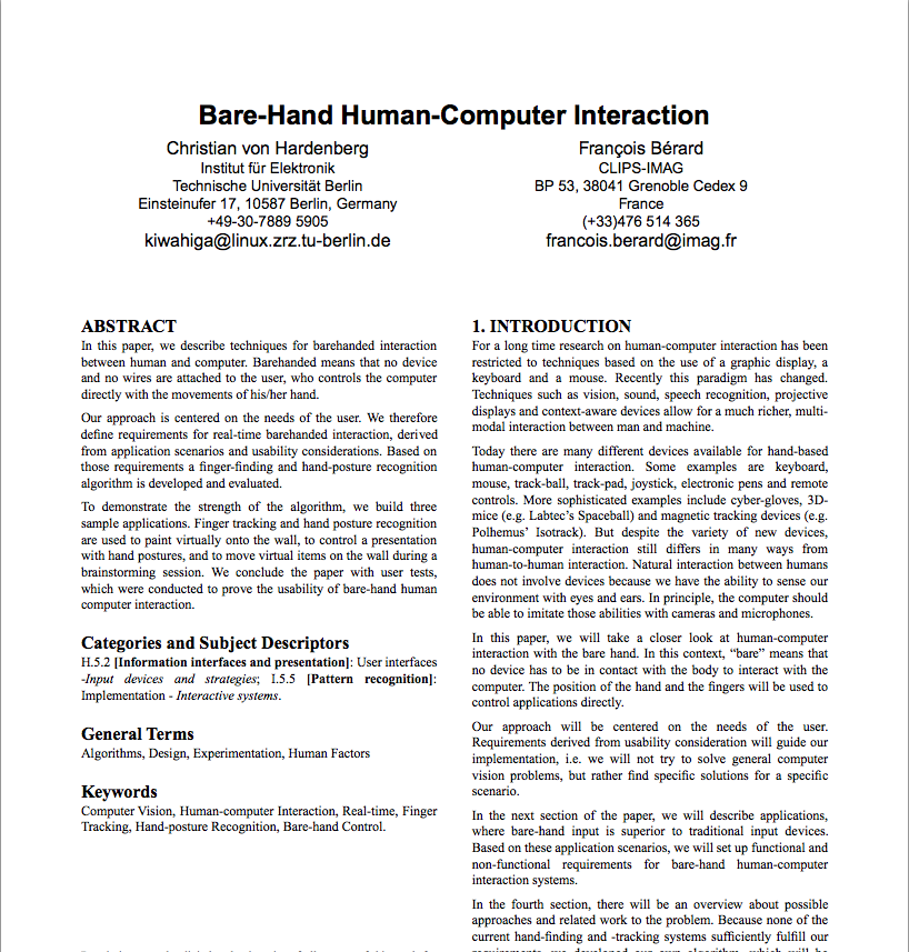 Bare-Hand Human-Computer Interaction